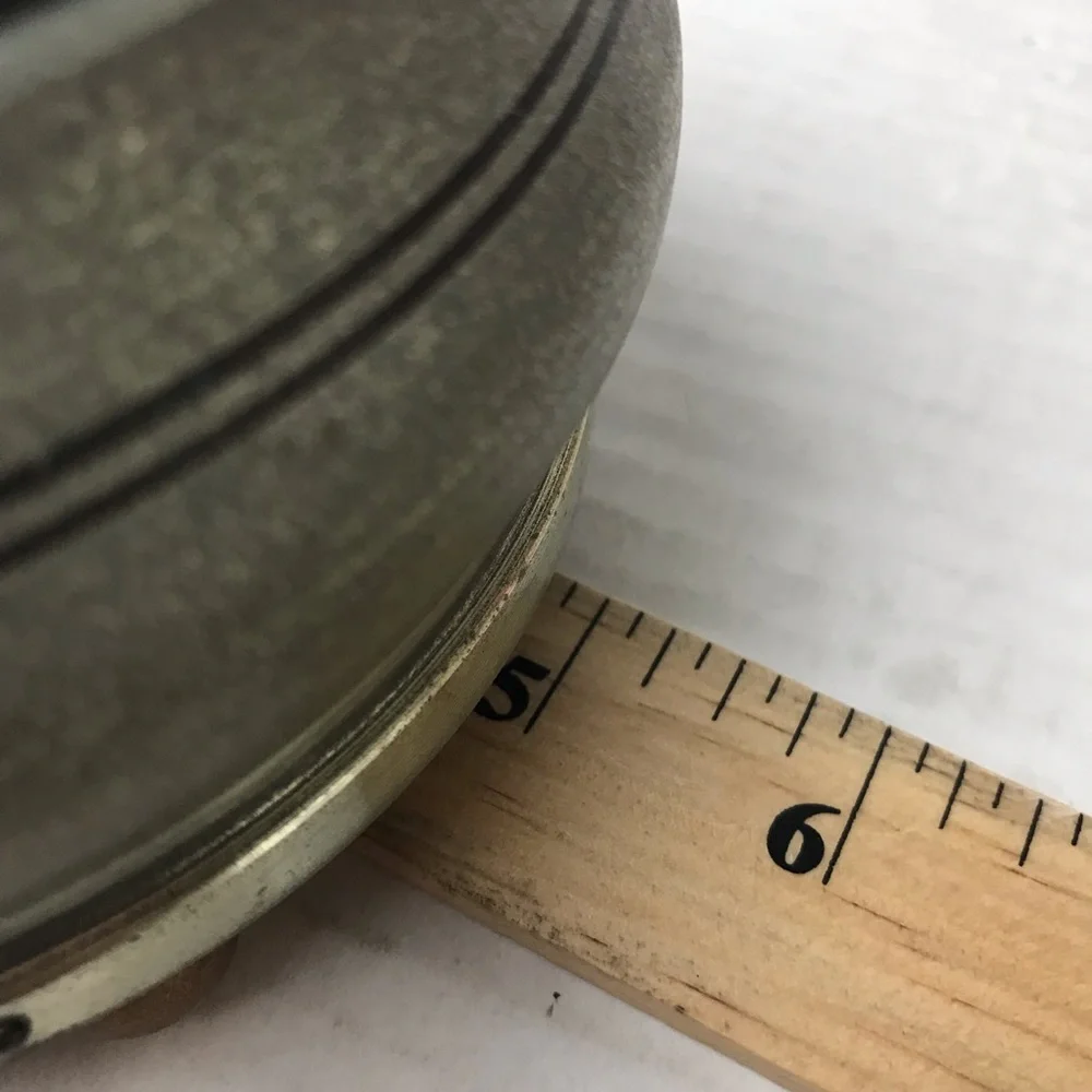 Vintage Metallic Powder Puff Music Box - Vanity Round Drum Box - Switzerland